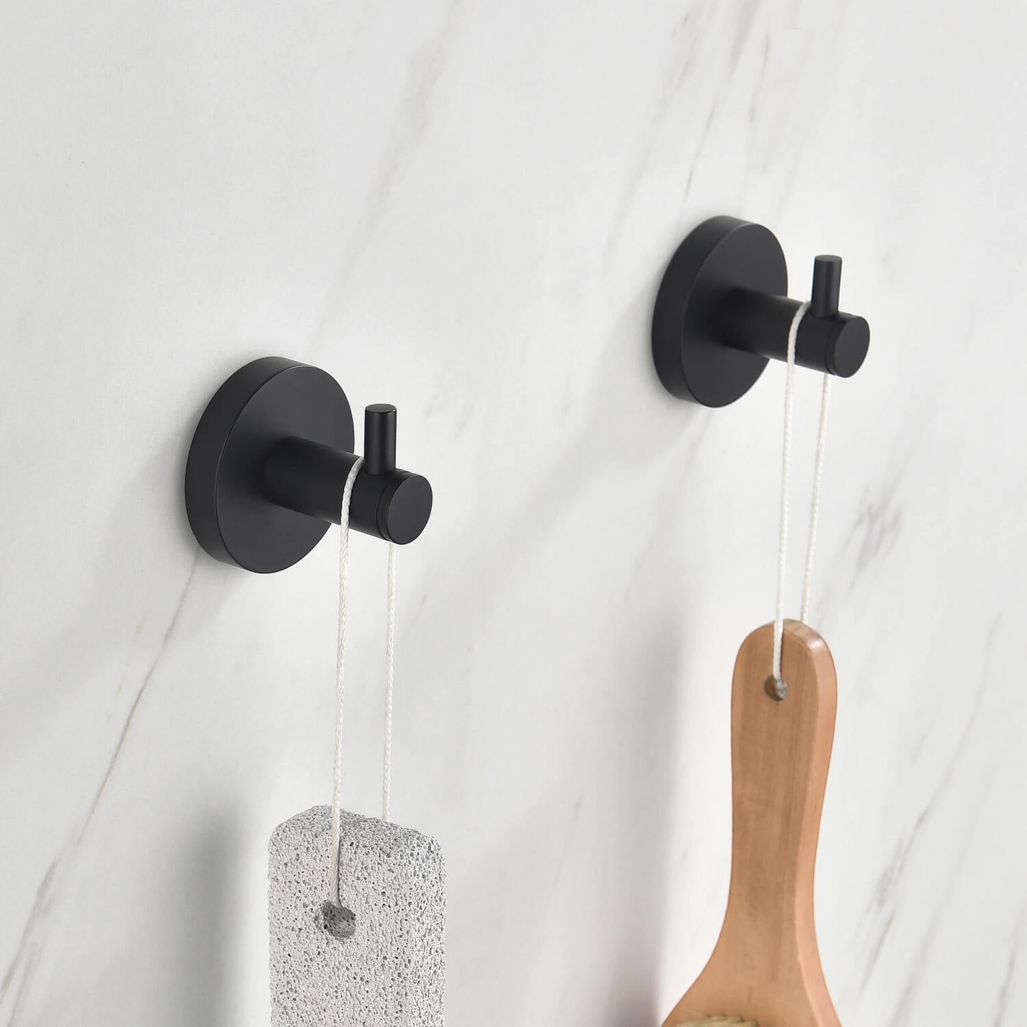 Matte Black Circular Wall Mounted Robe Hook Set