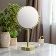 thumbnail image 1 of Kibi USA Circular Free Standing Magnifying Make Up Mirror Brushed Gold, 1 of 2
