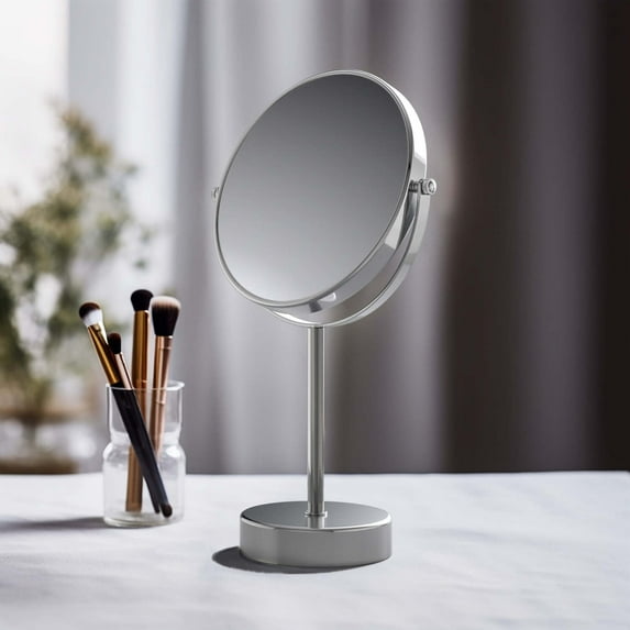 Kibi USA Circular Free Standing Magnifying Make Up Mirror Chrome