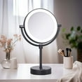 thumbnail image 1 of Kibi Circular LED Free Standing Magnifying Make Up Mirror - Matte Black, 1 of 2