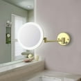 thumbnail image 1 of Kibi Circular LED Wall Mount One Side 5x Magnifying Make Up Mirror - Brushed Gold, 1 of 2