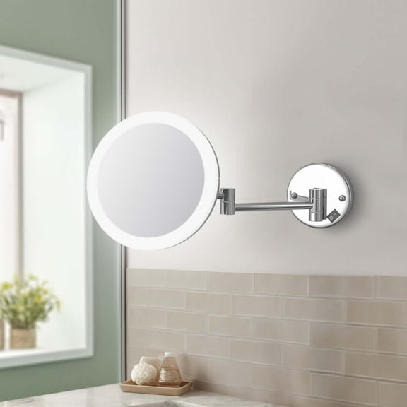 Kibi Circular LED Wall Mount One Side 5x Magnifying Make Up Mirror - Chrome