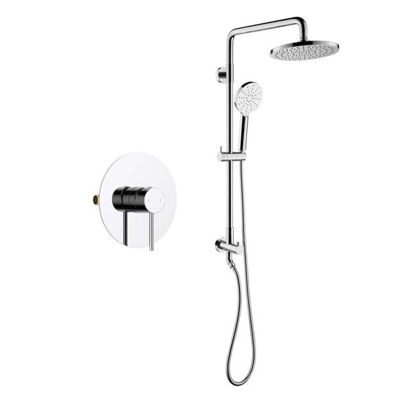 Kibi Circular Shower Column with Dual Function Shower Head and Rough In Valve - Chrome