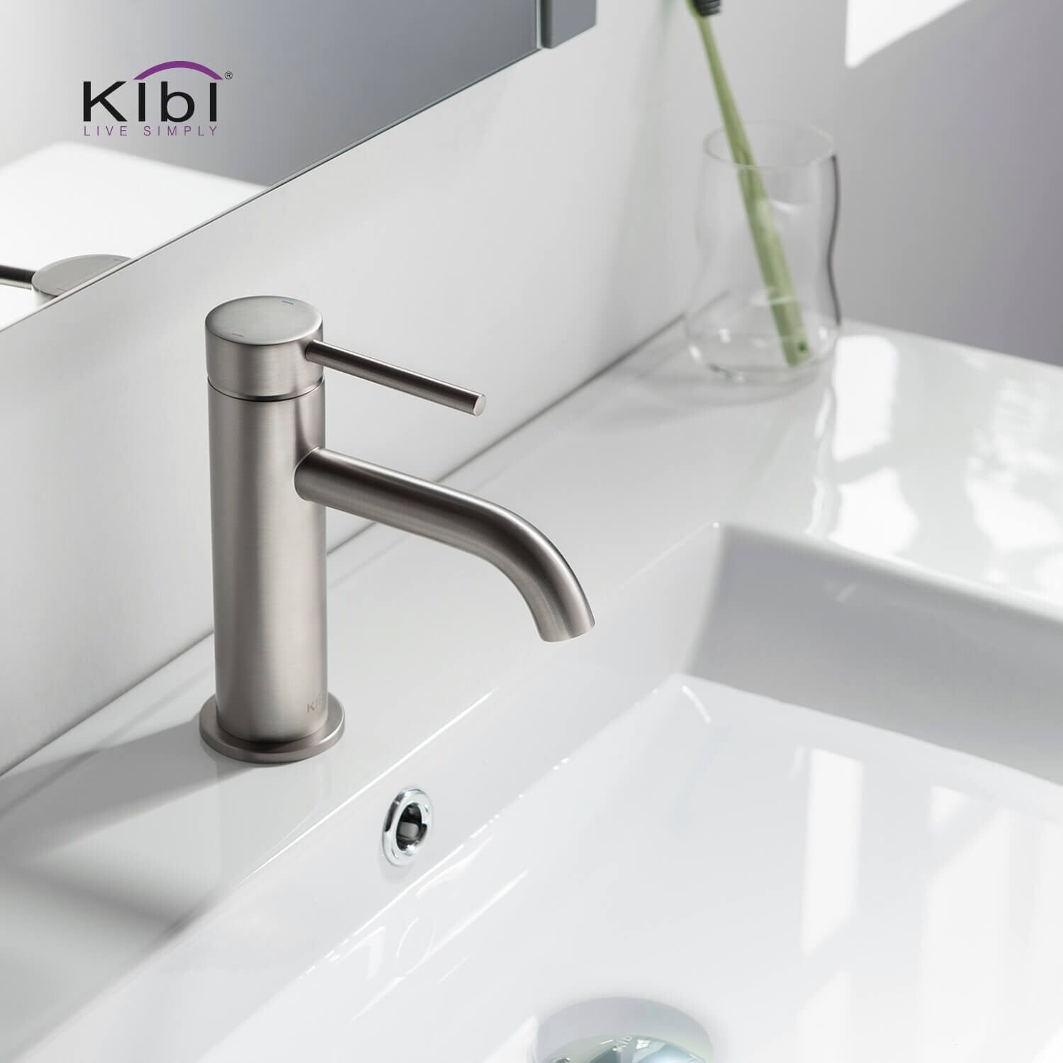 Kibi Circular Single Handle Bathroom Vanity Sink Faucet with Pop Up Drain