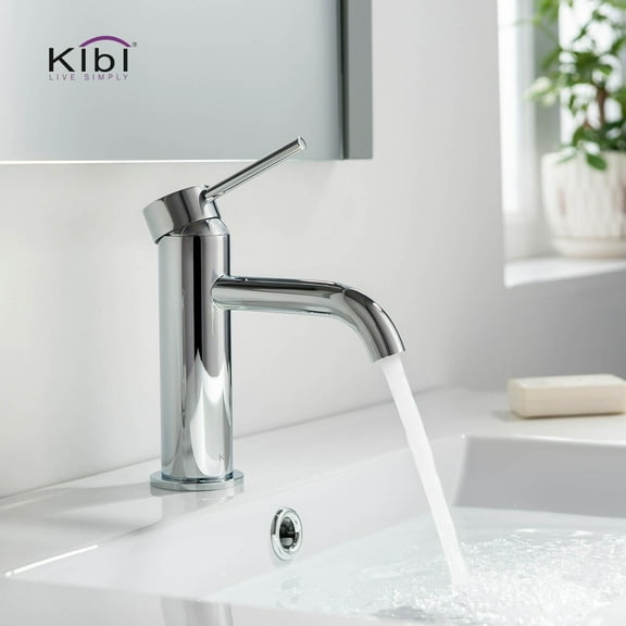 Kibi Circular Single Handle Bathroom Vanity Sink Faucet with Pop Up Drain