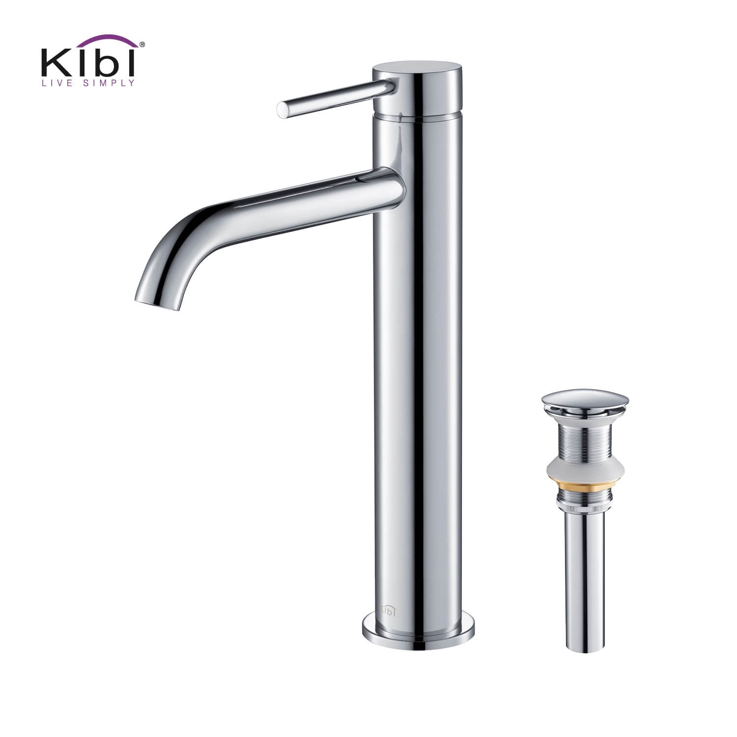 Chrome High Arc Single Handle Vessel Sink Faucet