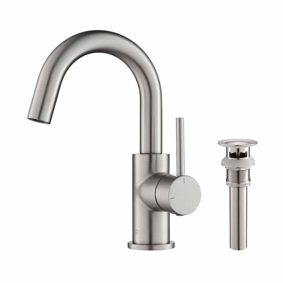 Kibi Circular Single Handle High-Arc Bathroom Sink Faucet