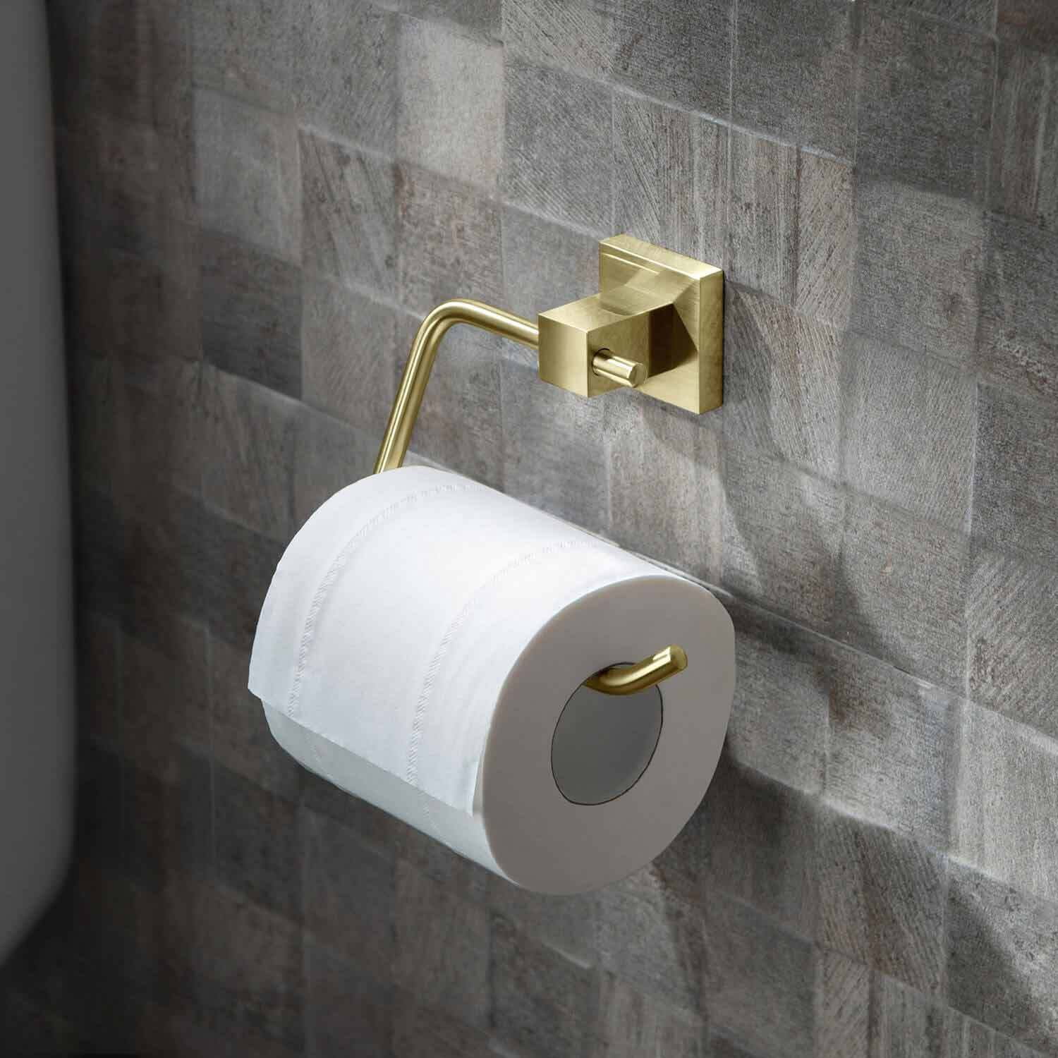 Kibi Cube Bathroom Toilet Paper Holder - Brushed Gold