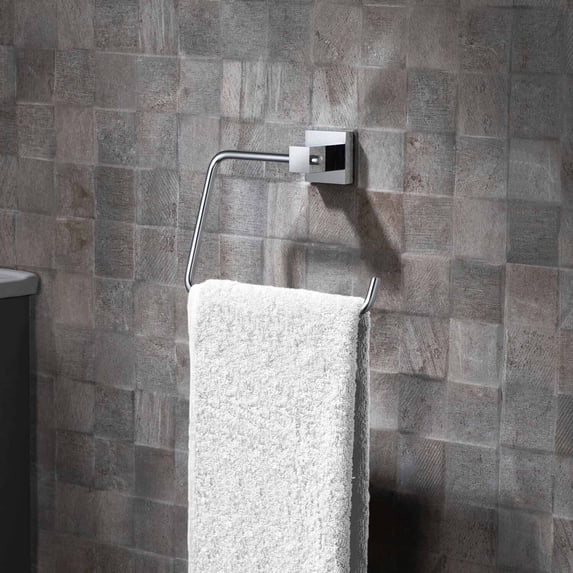 Kibi Cube Bathroom Towel Ring - Chrome