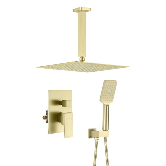 Kibi Cube Pressure Balanced Ceiling Mounted 2-Function Shower System with Rough In Valve