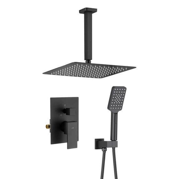 Kibi Cube Pressure Balanced Ceiling Mounted 2-Function Shower System with Rough In Valve