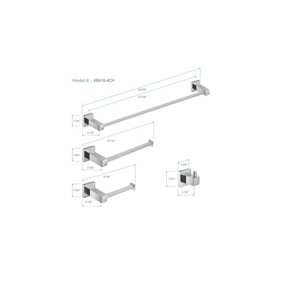 Kibi Cubic 5 - Piece Bathroom Hardware Set