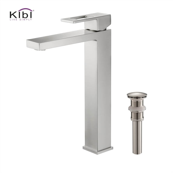 Kibi Cubic Single Handle Bathroom Vessel Sink Faucet with Pop Up Drain