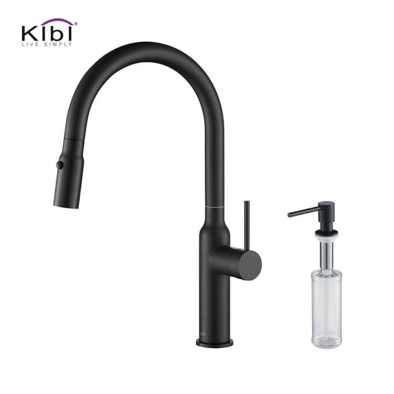 Kibi Hilo Single Handle Pull Down Kitchen Sink Faucet with Soap Dispenser