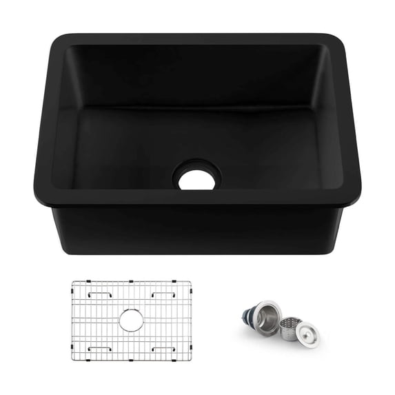 Kibi Pure 27" Fireclay Kitchen Undermount Single Bowl Sink - Matte Black