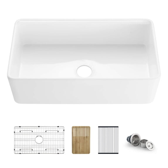Kibi Pure 33? Kitchen Farmhouse Fireclay Workstation Sink