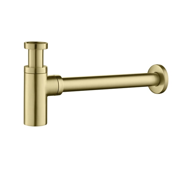 Kibi USA Bathroom Sink Decorative Round Bottle Trap Brush Gold