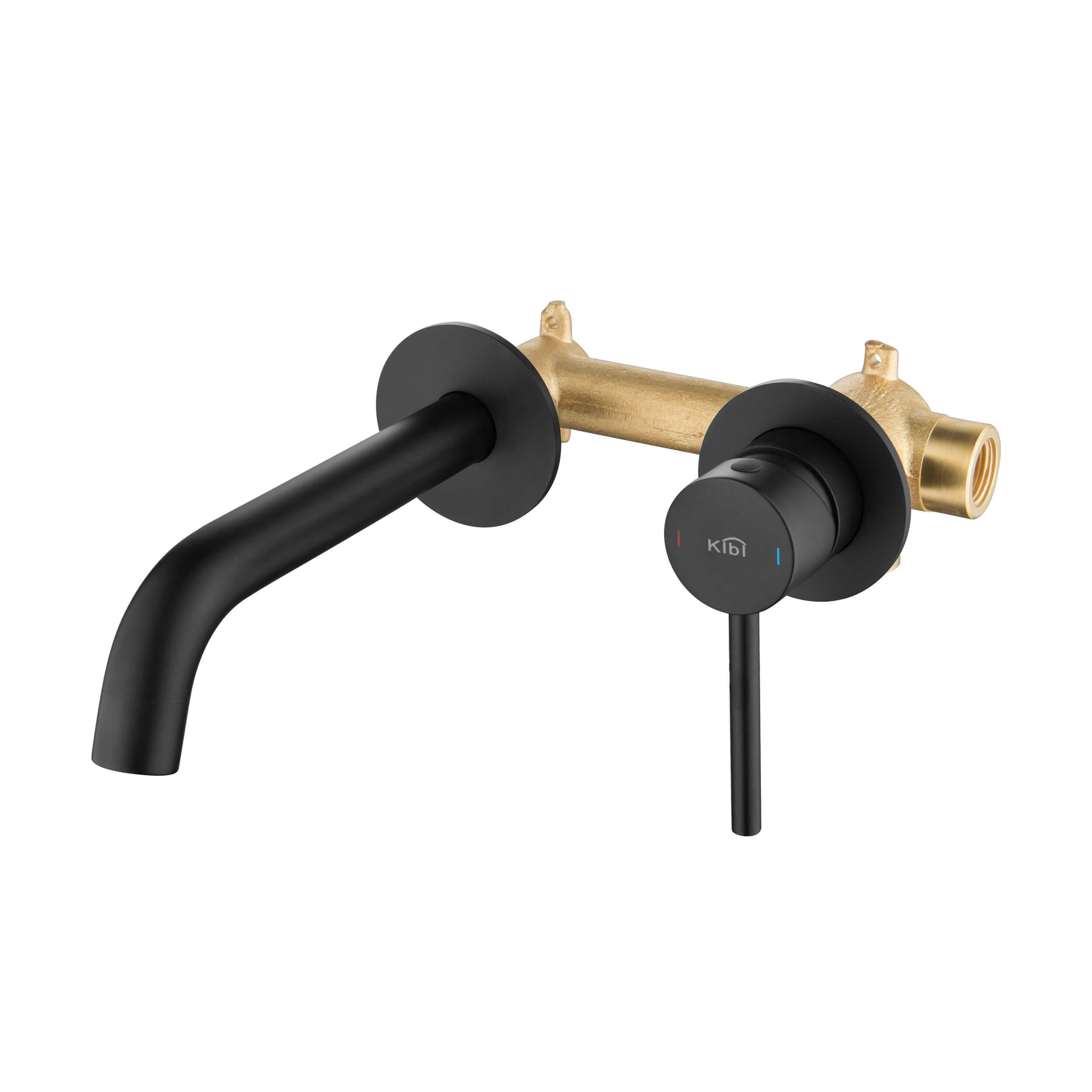 Kibi USA Circular Single Handle Wall Mounted Bathroom Sink Faucet Matte Black Matte