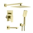 thumbnail image 1 of Kibi USA Cube Pressure Balanced 3-Function Shower System with Rough-In Valve Brushed Gold Brushed, 1 of 3