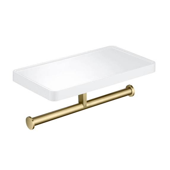 Kibi USA Deco Double Tissue Holder With Shelf Brushed Gold