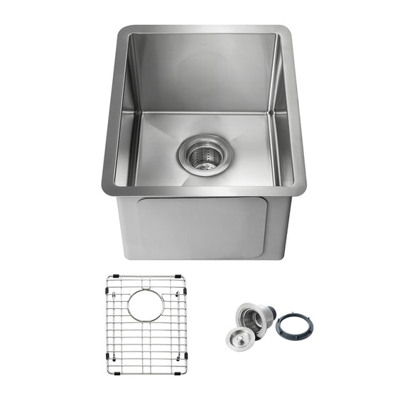 Kibi USA Handcrafted Undermount Single Bowl Stainless Steel Kitchen Sink 14Inch