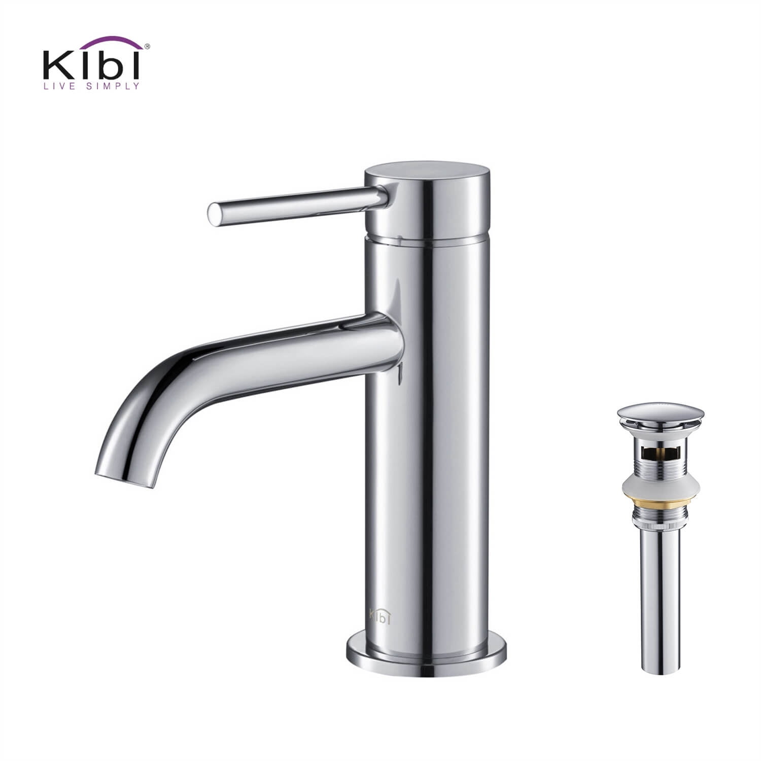 Chrome Single Handle Bathroom Faucet with Pop-Up Drain