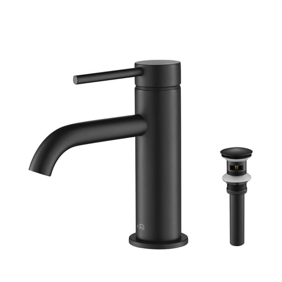 Kibi USA Lead Free Single Handle Bathroom Faucet with Water Hose Matte Black W/ Pop Up Drain Matte