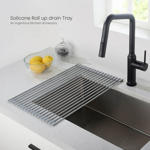 Kibi USA Multipurpose Stainless Steel Roll Up Drain Tray 17"
