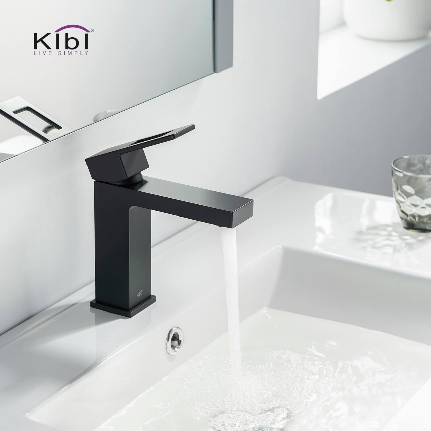 Kibi USA Single-handle Bathroom Vanity Sink Faucet w/ Water Hose Matte Black Matte