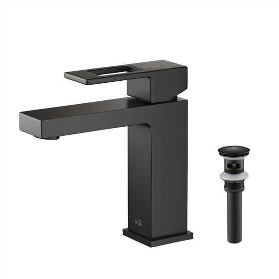 Kibi USA Single-handle Bathroom Vanity Sink Faucet w/ Water Hose Matte Black W/ Pop Up Drain Matte