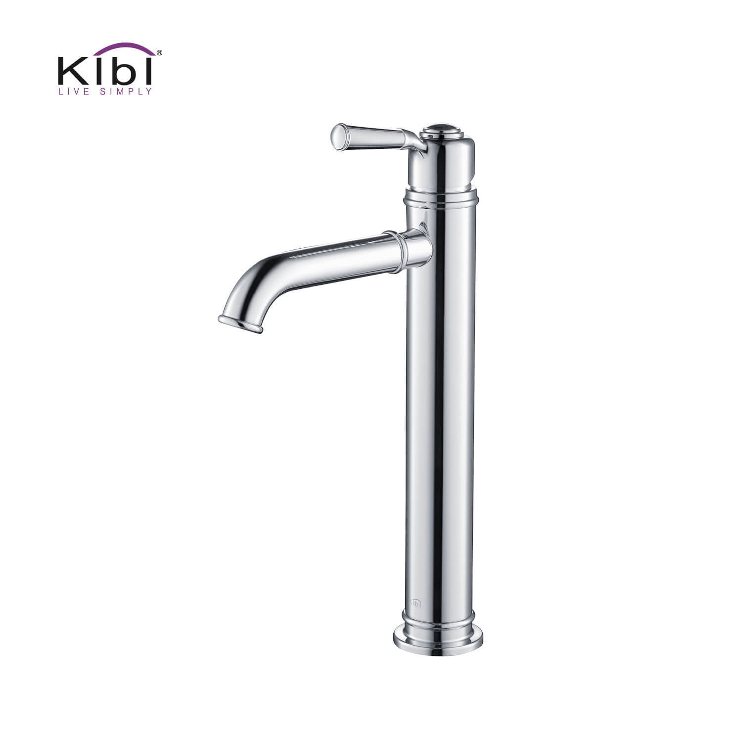KIBI Solid Brass Single Handle Bathroom Sink Faucet - High Arc Spout, Chrome Finish, 1-Hole Mount