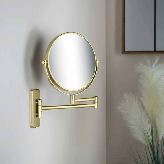 Kibi Wall Mount Magnifying Make Up Mirror - Brushed Gold