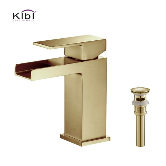 Kibi Waterfall Single Handle Bathroom Vanity Sink Faucet with Pop Up Drain