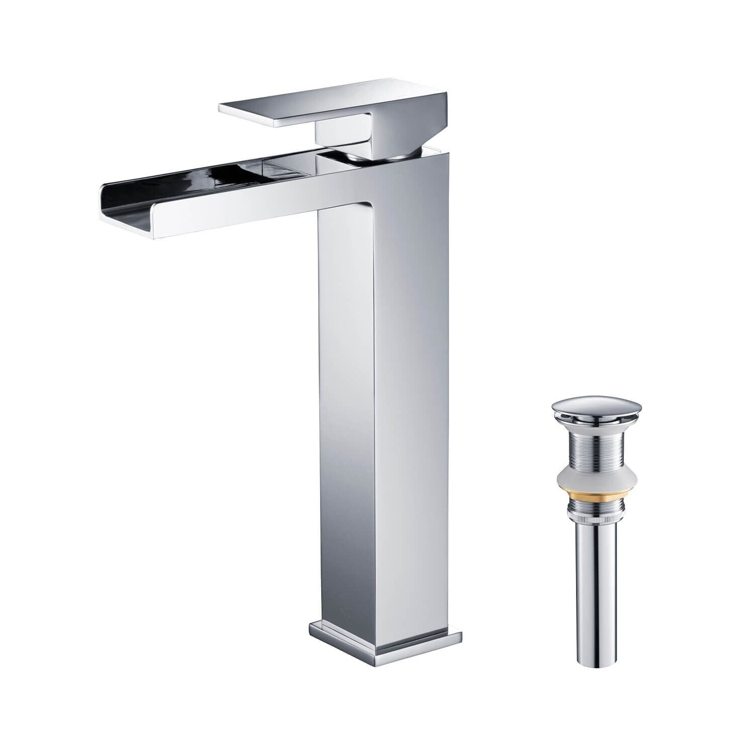 Kibi Waterfall Single Handle Bathroom Vessel Sink Faucet with Pop Up Drain