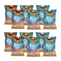 Kibo Healthy Snacks 3 Flavor Variety Pack Lentil Chips High Protein, Plant Based, Vegan, Gluten Free, Non GMO, Kosher, Bold & Crunchy - Sea Salt, Spicy Ranch, Maui Onion - 1 oz, 12 Count