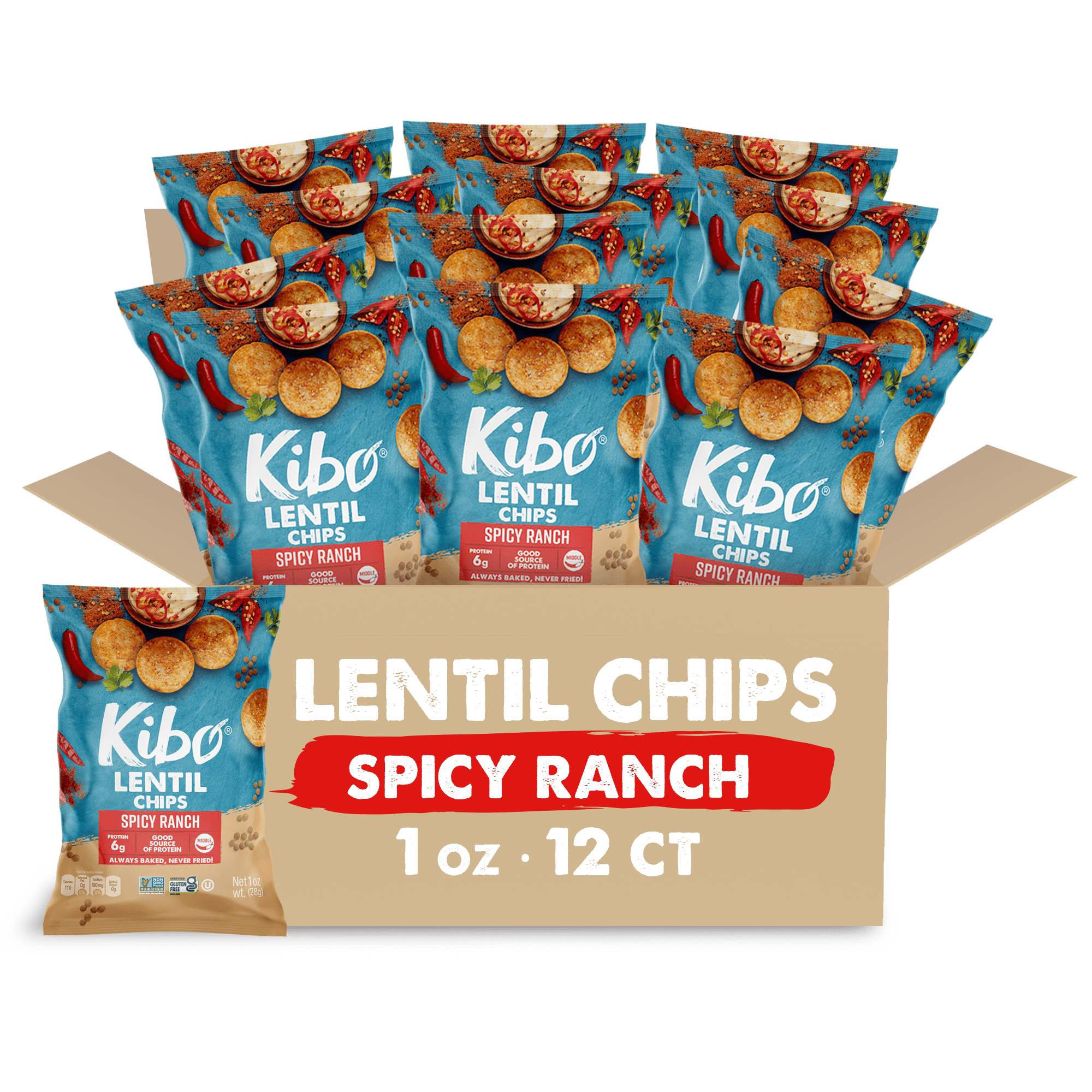 Kibo Healthy Snacks Lentil Chips High Protein, Pla