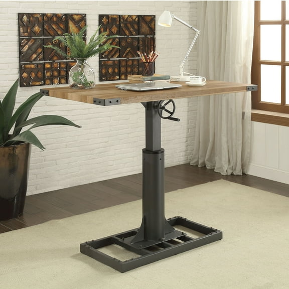Kic Height Adjustable Metal Standing Desk with USB Port, Sand Black