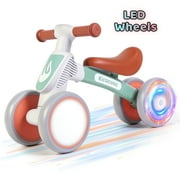 Kicacooc Baby Balance Bike, Toddler Balance Bike with 4 Silence Wheels & Soft Seat First Bike, 10-36 Months Birthday Gifts, Green