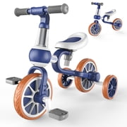 Kicacooc Kids Tricycle for 2-4 Yr Old Boys Girls 3 in 1 Toddler Balance Bike with Removable Pedal and Training Wheels, Kids Tricycle - Blue