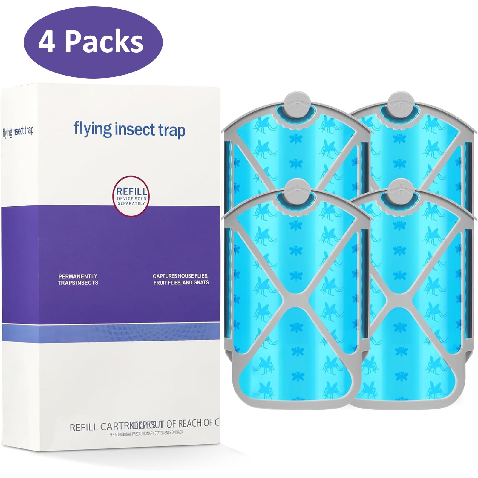 Kicbertin 4 Pack Flying Insect Trap Refill, Indoor and Outdoor Insect
