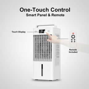 Kicctian 10L(2.6 Gal) Portable Evaporative Air Cooler with Remote & Touch Control, 90 Oscillation, LED Display, Ice Packs Included, Quiet Windowless Cooling for Bedroom, Office or Camping, White