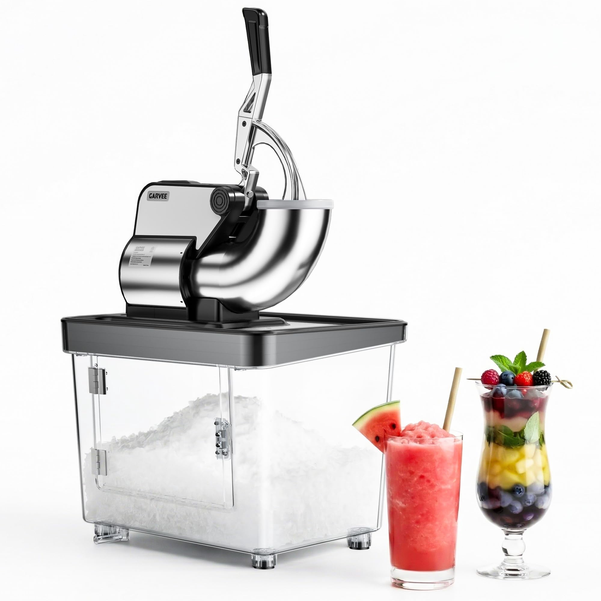 Kicctian 2 Blades Ice Crusher 661LBS/H, 300W Electric Snow Cone Maker Machine, 50L Capacity, 1450RPM, with Safety Switch for Home & Commercial Use, Black