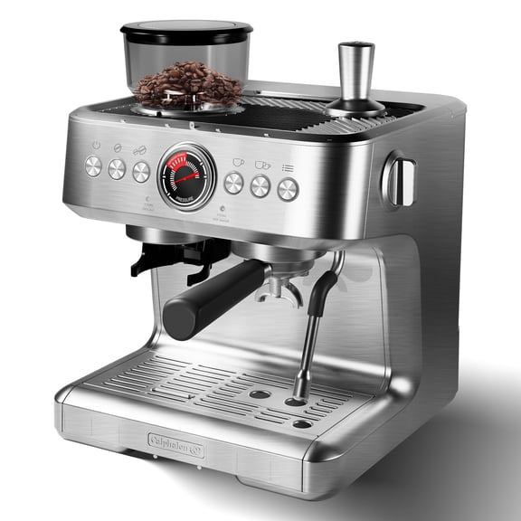Kicctian 20 Bar Semi-Automatic Coffee Maker with Built-In Grinder, 30 Grind Settings, Large 2.8L Removable Water Tank, Milk Frother & Steam Wand for Latte & Cappuccino