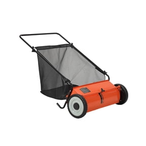 CuisinAid 21-Inch Push Lawn Sweeper,Large 3.5 Cu.Ft Manual Leaf & Debris Collector with Heavy-Duty Steel Frame, Easy-to-Use Pusher for Lawn Care,Orange
