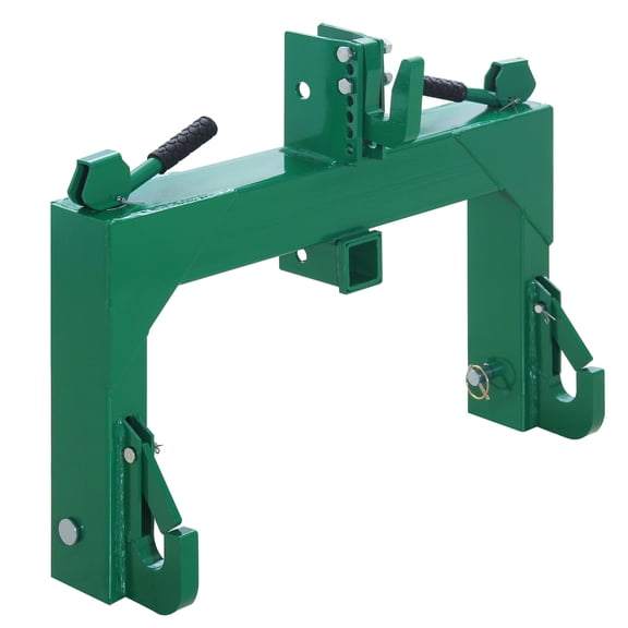 Kicctian 3-Point Quick Hitch Adapter for Category 1 & 2 Tractors, Dual Receiver, 3000lbs Capacity, 5-Level Adjustable Bolt, 27.5" Lower Arm Width, Fits Most Implements, Green