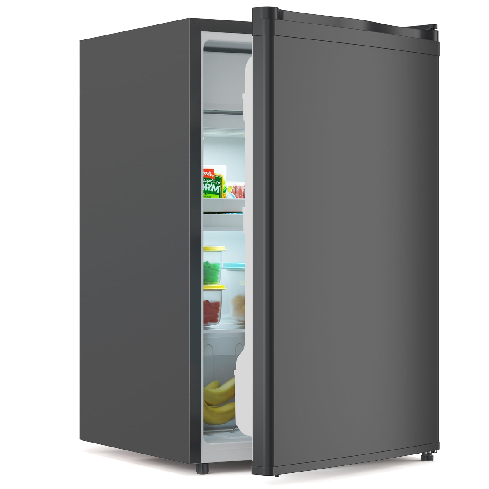 Kicctian 4.3 Cu.Ft Mini Fridge with Freezer, Compact Single Door Refrigerator with 7 Adjustable Temperature Settings, Low Noise, Removable Shelves for Apartment, Bedroom, Dorm or Office, Black