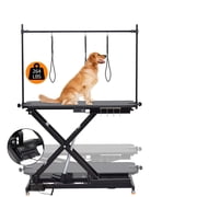 Kicctian 47" Electric Dog Grooming Table, 9.4"-39.7" Height Adjustable Pet Grooming Table w/Dog Grooming Arm, Anti Slip Tabletop & Tool Organizer/Dog Grooming Station, Black