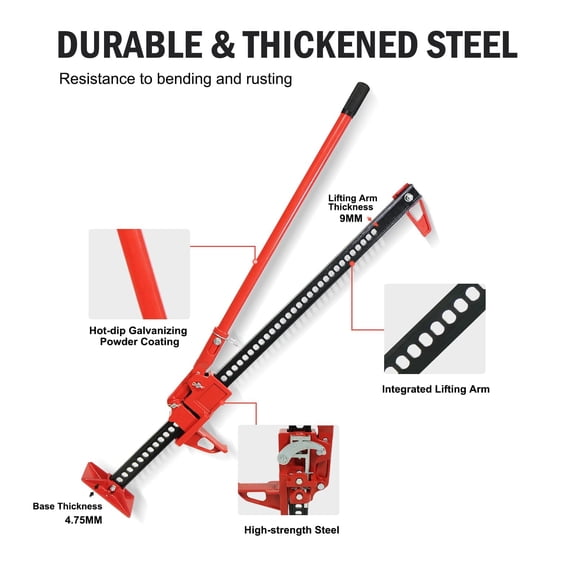 Kicctian 48 Inch Heavy Duty 3 Ton Farm Jack – 6600 lbs Capacity Utility Lifting Tool – Ratcheting Mechanism – For Tractor, Truck, SUV, ATV, UTV – Off-Road Bumper Lift