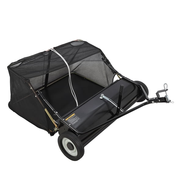 Kicctian 48" Wide Tow Behind Lawn Sweeper, Heavy Duty Leaf & Grass Collector with Adjustable Sweeping Height, Easy Dumping Rope, Large Capacity for Efficient Lawn Cleanup