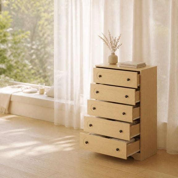 Three Drawer Dressor Kicctian 3 Drawer Dresser with Fluted Front and Black Finish for ...